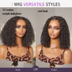 Perruque Bob Ondulée Profonde 10" en Cheveux Humains Sans Colle – Image 3