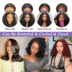Perruque Bob Ondulée Profonde 10" en Cheveux Humains Sans Colle – Image 6
