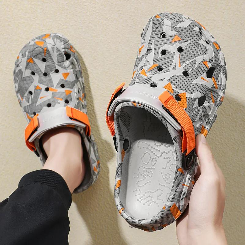 Chaussures sabots pour hommes pantoufles sandales 46 47 chaussures de jardin pour hommes sandales de Camouflage plates mâle grande taille tongs d'extérieur sabots de maison