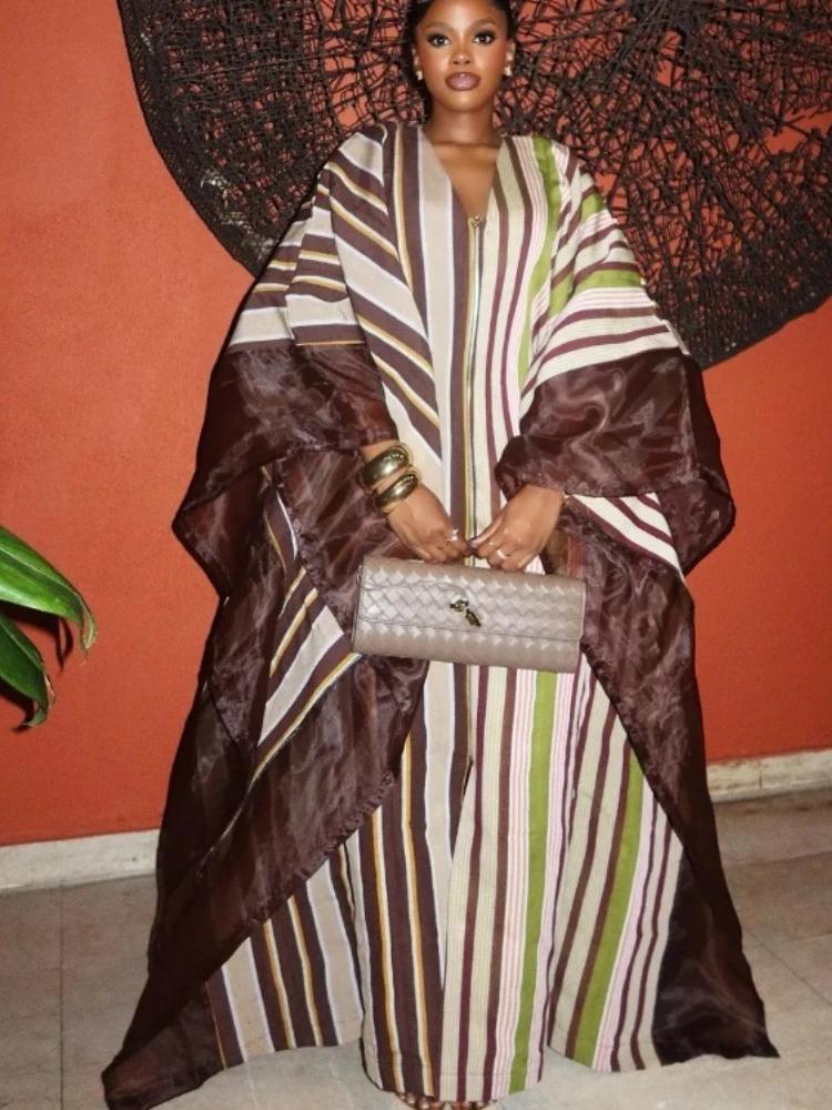 Dashiki Caftan Femme - Robe Maxi Africaine Beige Grande Taille