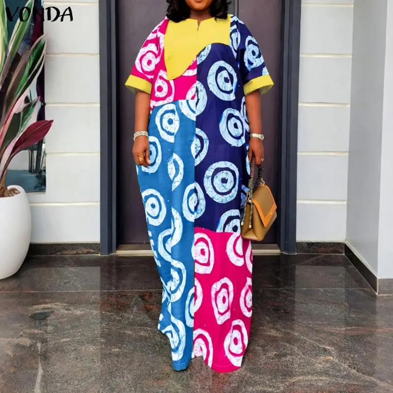 Robe Grande Taille VONDA L-5XL Patchwork Été Femme