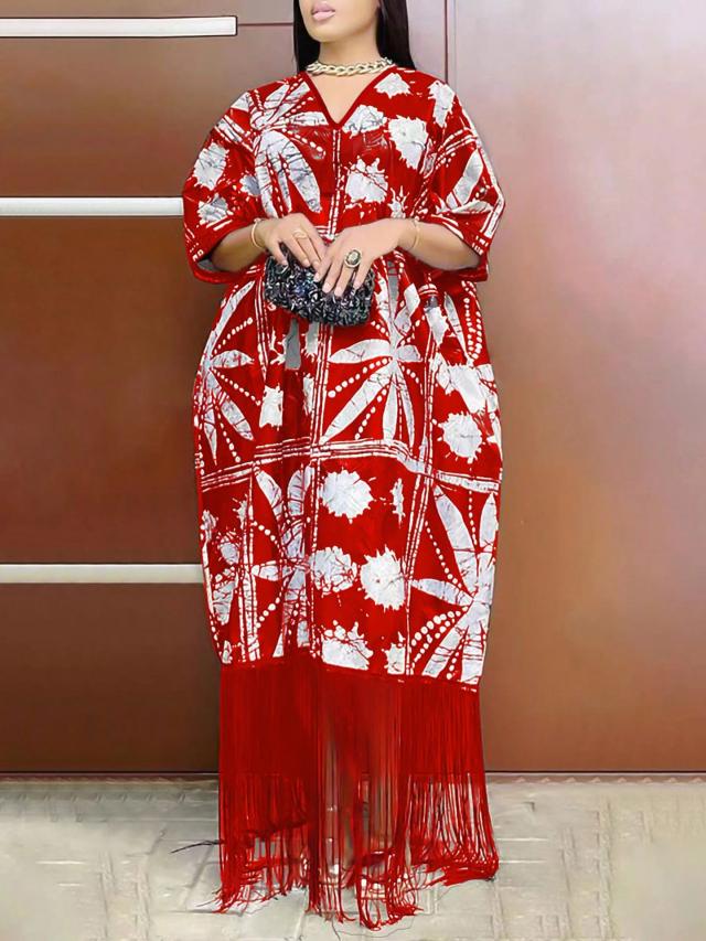 Robe Africaine Dashiki Boubou Femme - Kaftan Imprimé Mode 2025