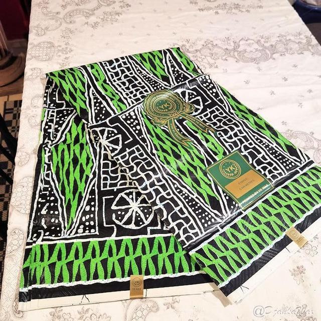 Tissu pagne wax Ndop Bamileke Cameroun Vert Polycoton