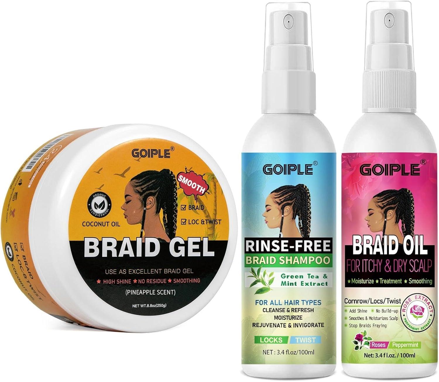 Coffret Gel Cheveux Bouclés avec Shampoing Tressé et Huile Spray