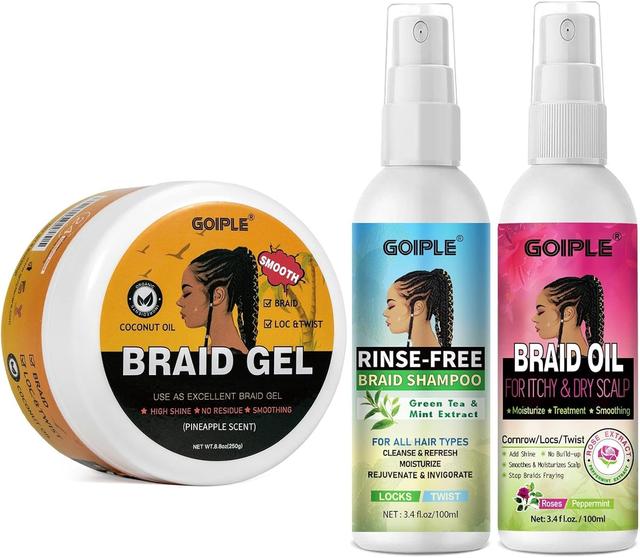 Coffret Gel Cheveux Bouclés avec Shampoing Tressé et Huile Spray