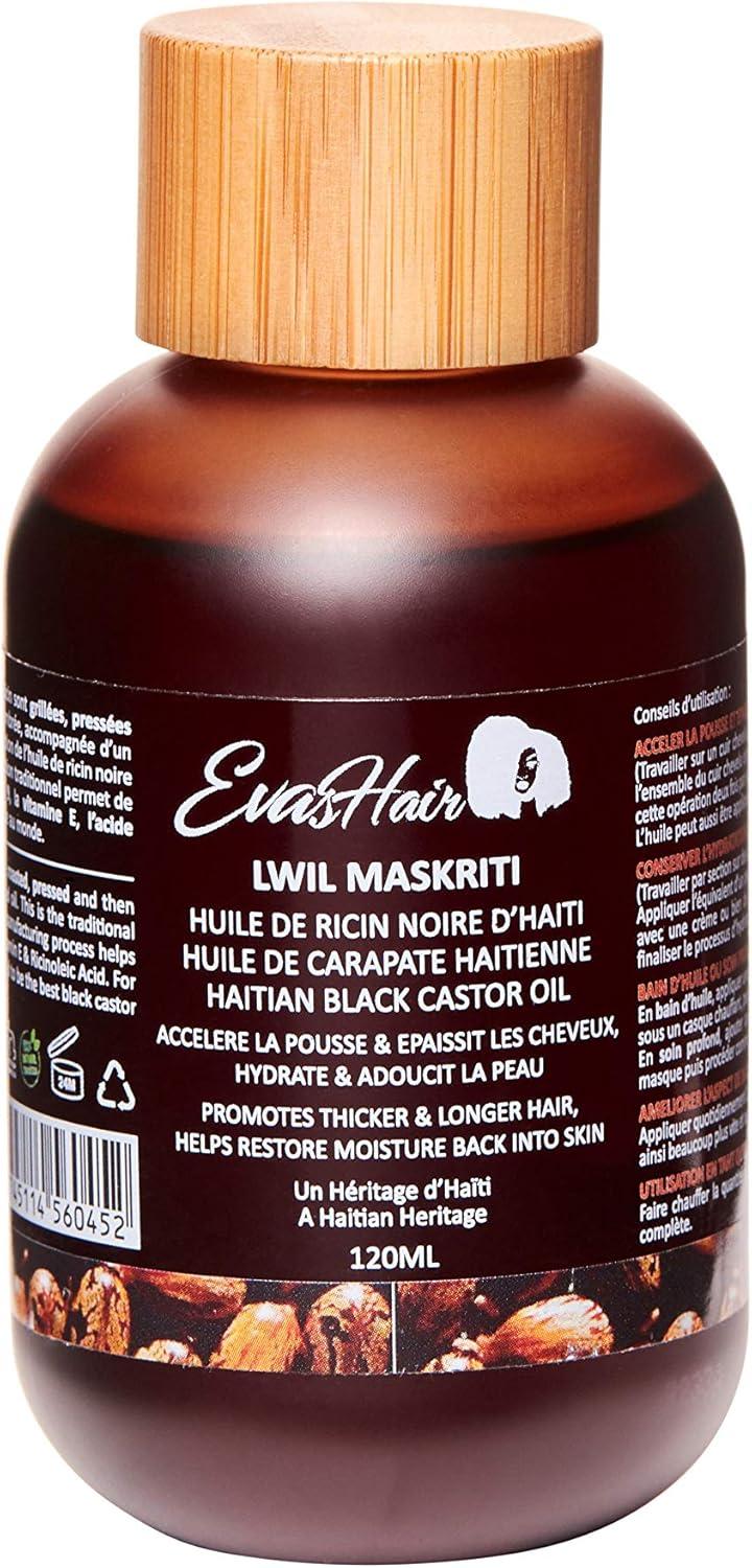 Huile de Ricin Noire d'Haïti Lwil Maskriti 120ml -EvasHair