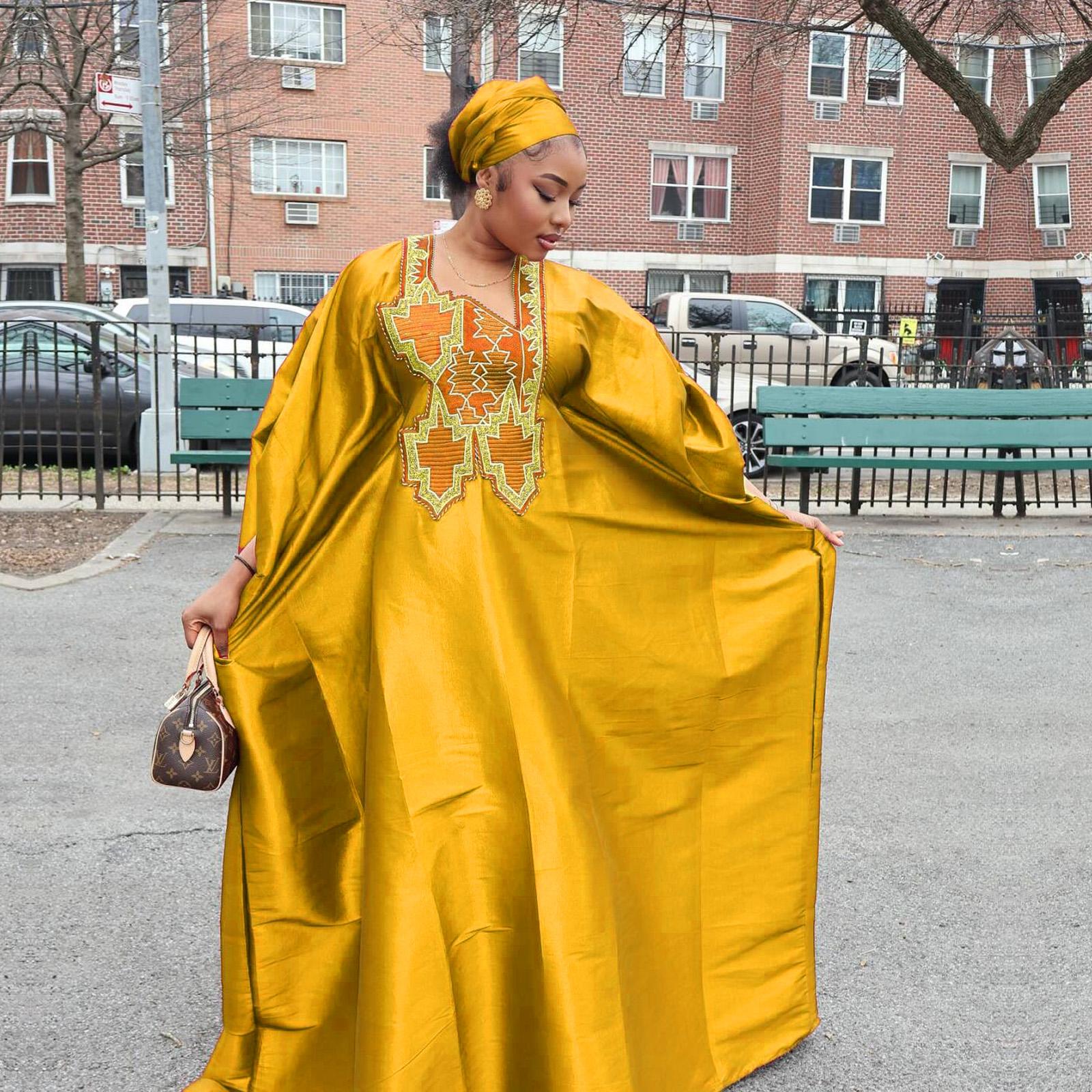 Robe Abaya Africaine Brodée Grande Taille - Élégante Église & Soirée