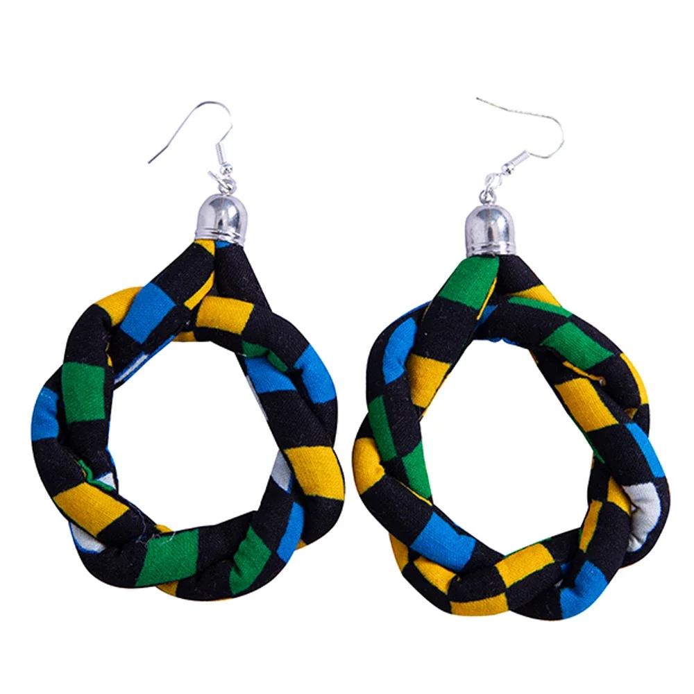 Boucles d'Oreilles Rondes Tissu Africain Ankara - Faites Main