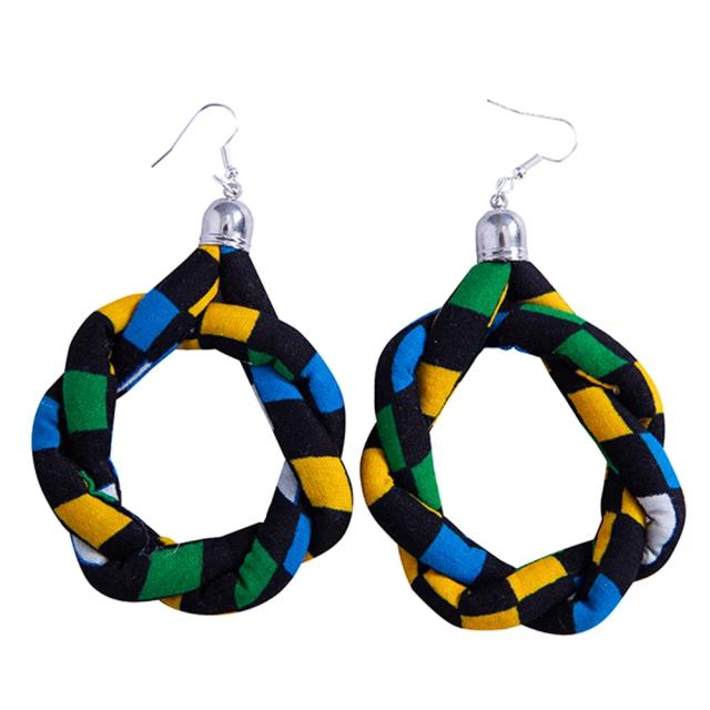 Boucles d'Oreilles Rondes Tissu Africain Ankara - Faites Main