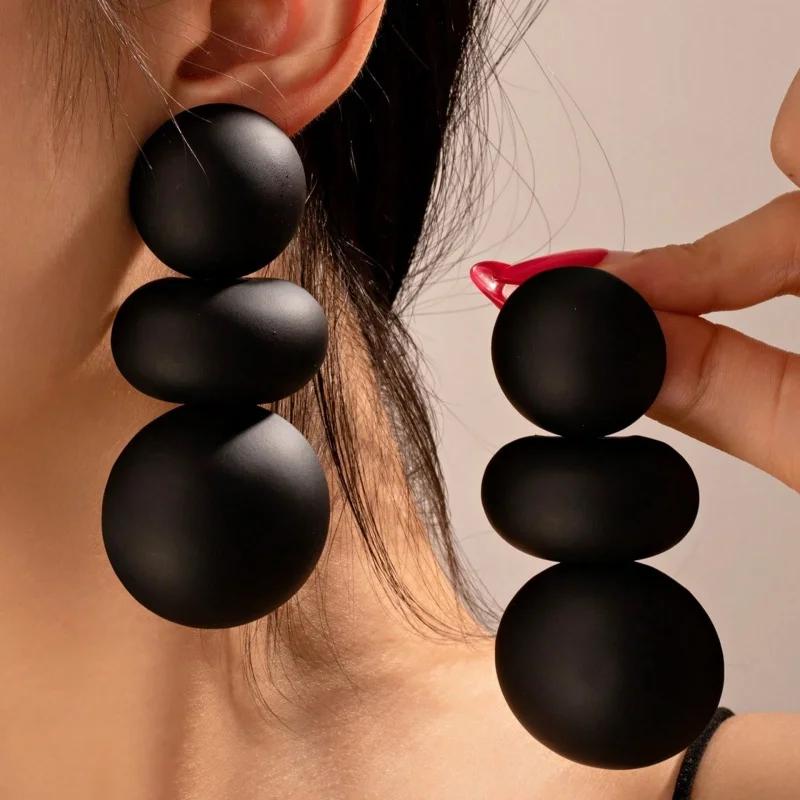 Grandes Boucles d'Oreilles Rondes Peintes - Chignon Vapeur, Longues