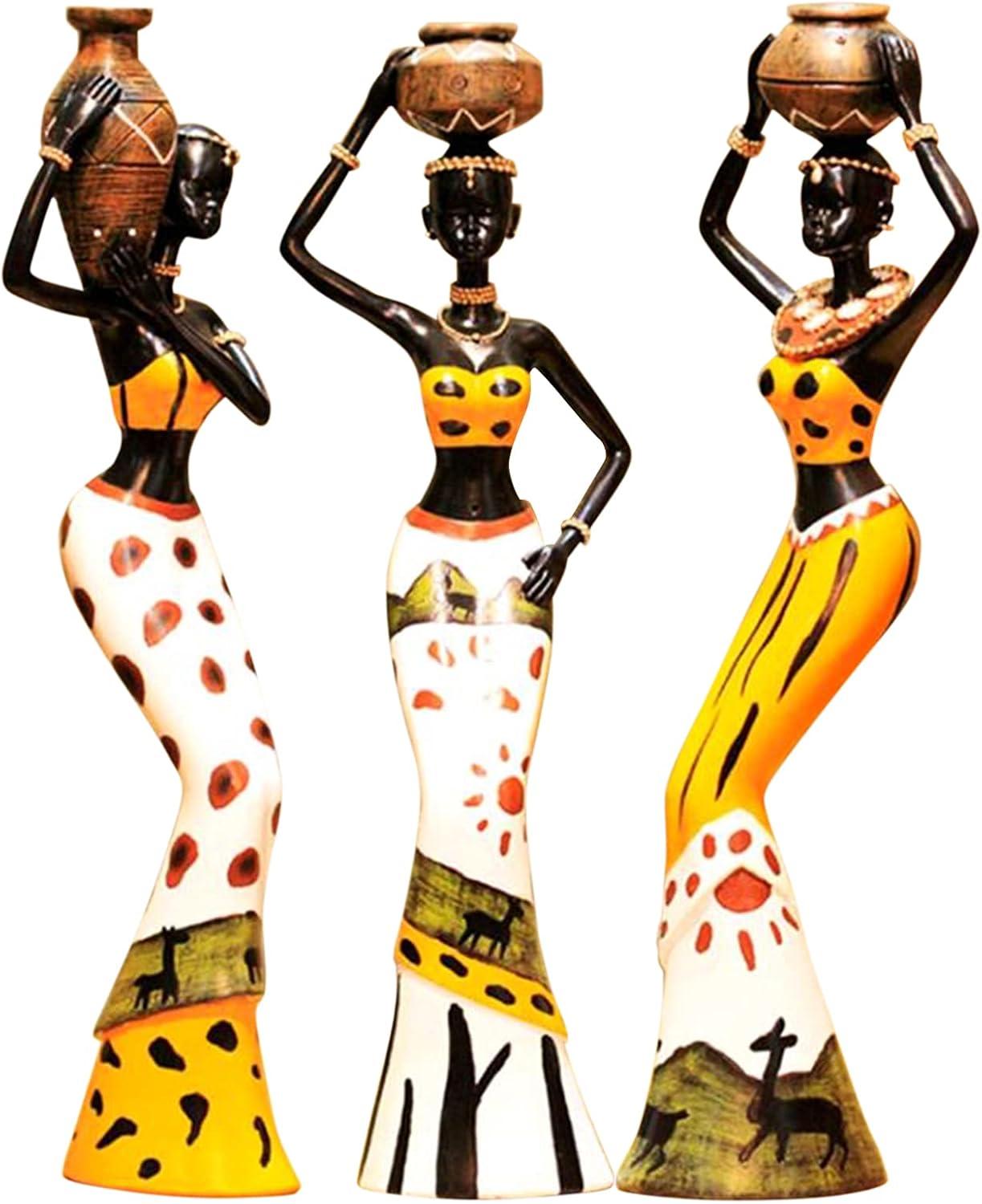Lot de 3 Figurines Africaines Tribales - Statuettes Décoratives