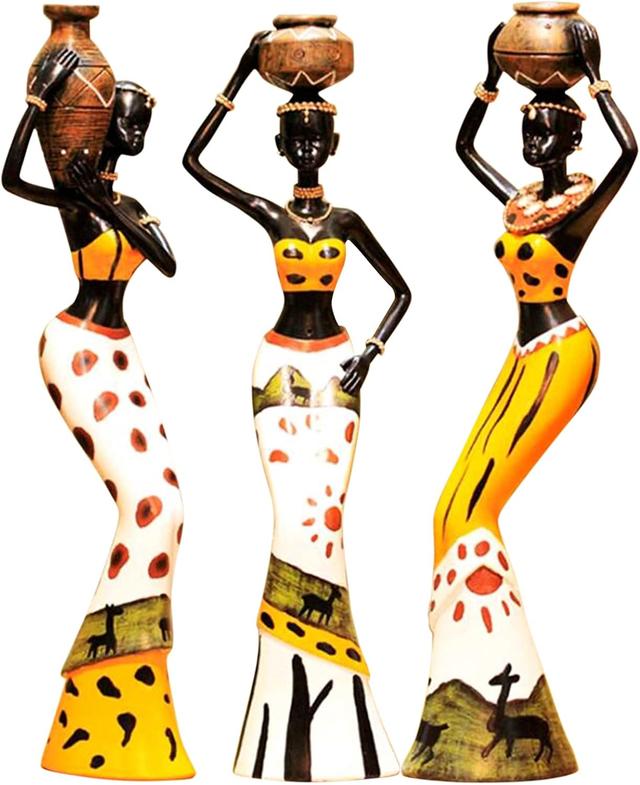 Lot de 3 Figurines Africaines Tribales - Statuettes Décoratives