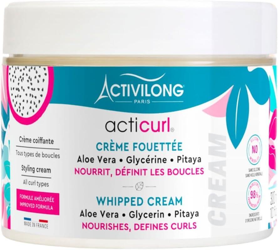 ACTIVILONG - Crème Fouettée Acticurl - Sans Rinçage - Cheveux Bouclés - Définit Les Boucles Et Nourrit - 98% D'Ingrédients Naturels - Made In France -