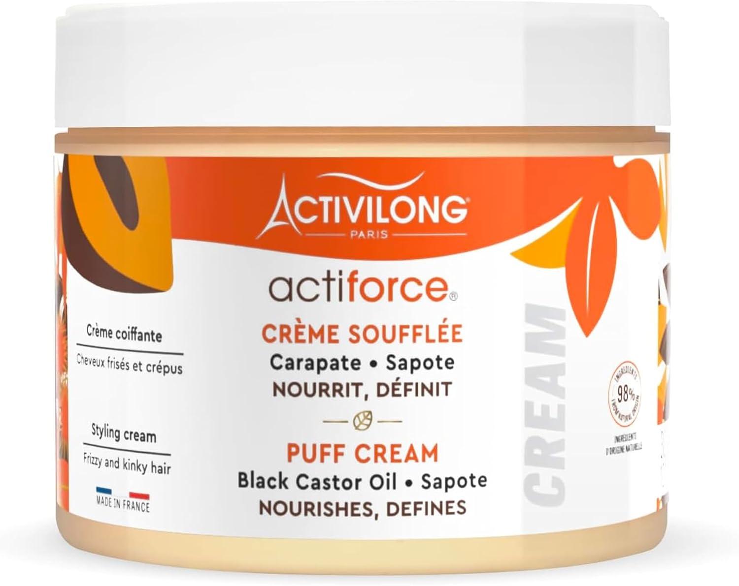 ACTIVILONG - Crème Soufflée Actiforce - Cheveux Frisés Et Crépus - Hydrate, Nourrit Et Définit - 98% D'Ingrédient Naturels - Sans Silicone, Ni Huile M