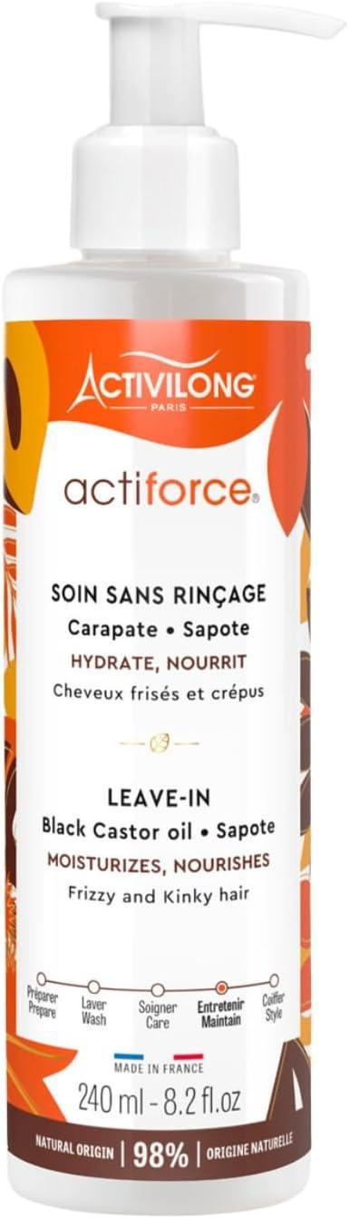 ACTIVILONG - Leave-in Actiforce - Sans Rinçage - Cheveux Frisés Et Crépus - 98 % D'Ingrédients Naturels - Sans Parabène, Ni Silicone, Ni Huile Minéral