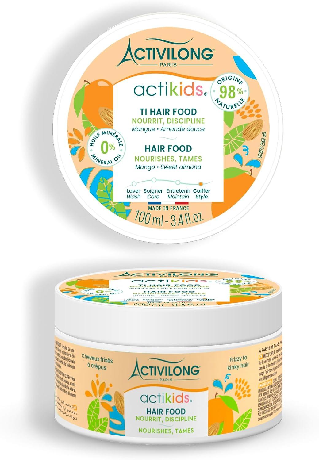 ACTIVILONG - Ti Hair Food Actikids - Sans Rinçage - Cheveux Bouclés À Crépus - Dès 3 ans - Nourrit Et Discipline - Ingrédients Naturels - Vegan - Parf