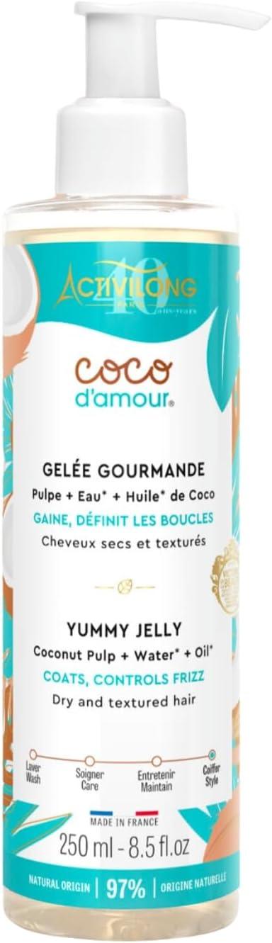 ACTIVILONG - Gelée Gourmande Coco D'Amour - Sans Rinçage - Cheveux Secs Texturés - Définit Les Boucles - Élimine Frisottis - 97% D'Ingrédient Naturels