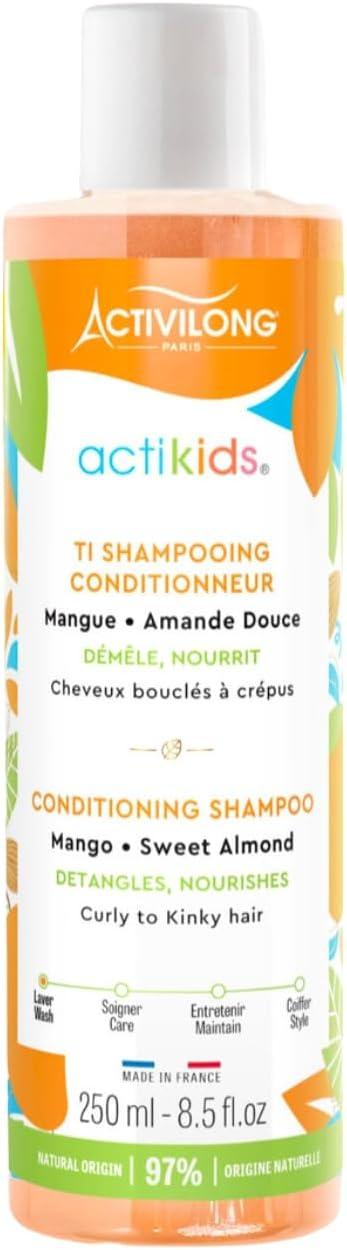 ACTIVILONG - Ti Shampooing Actikids - Cheveux Bouclés À Crépus - Dès 3 ans - Nourrit, Démêle Et Hydrate - Amande Douce Et Mangue - Vegan - Parfum Hypo