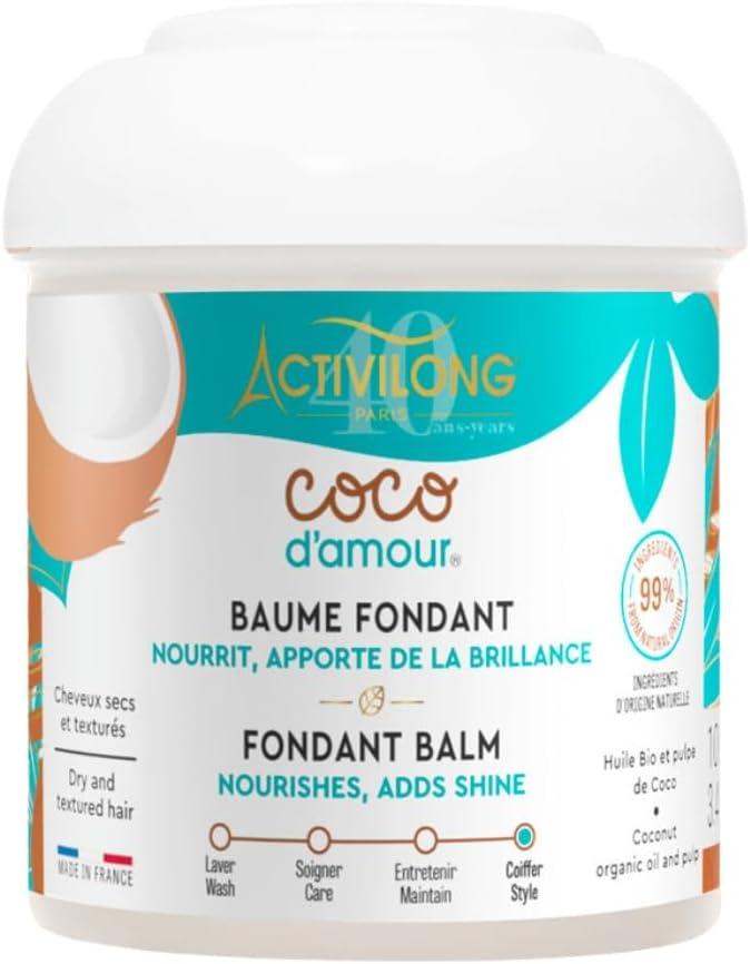 ACTIVILONG - Baume Fondant Coco D'Amour - Sans Rinçage - Cheveux Texturés - Hydrate, Facilite Le Coiffage - Élimine Frisottis - 99% D'Ingrédient Natur