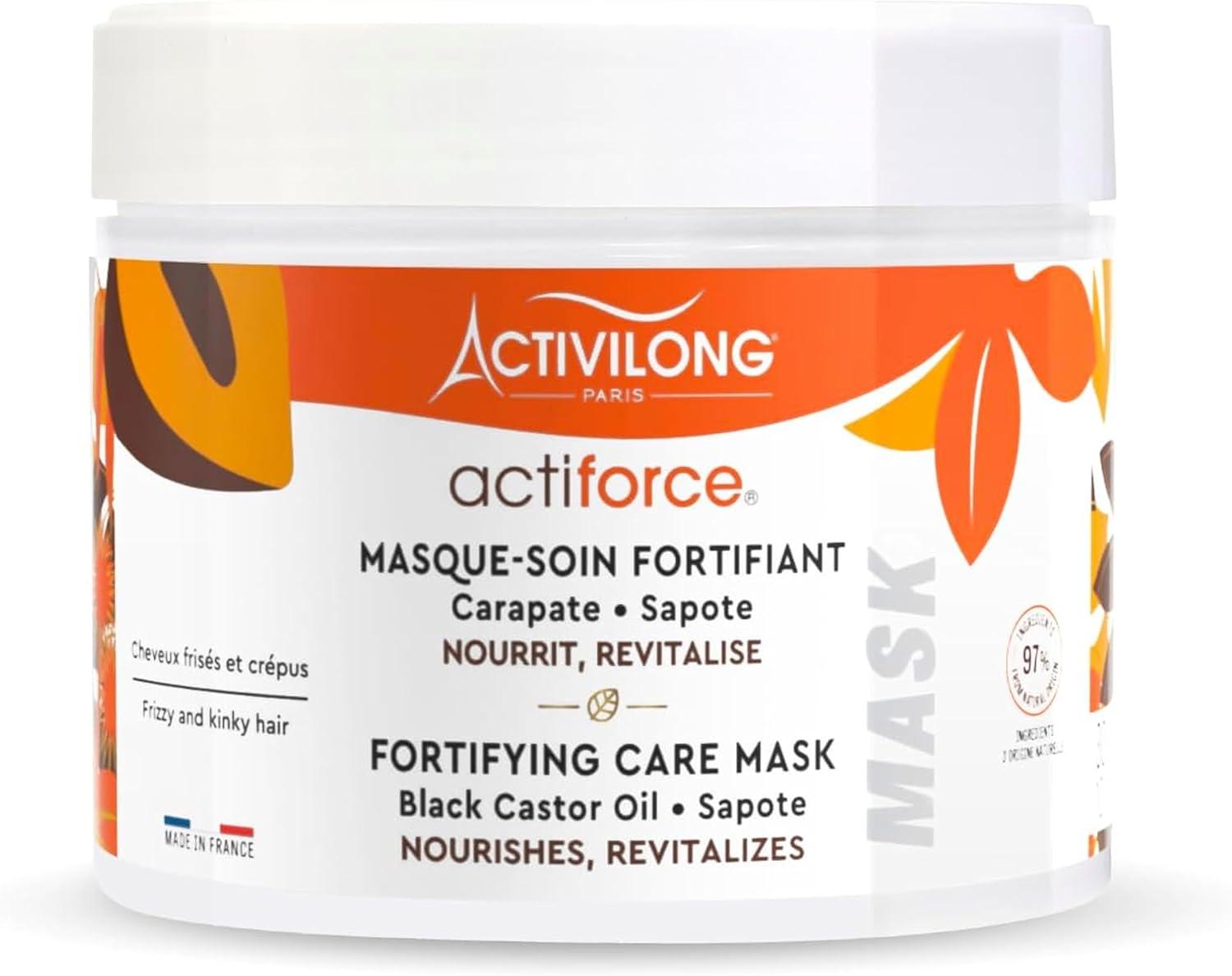 ACTIVILONG - Masque-Soin Fortifiant Actiforce - Cheveux Frisés Et Crépus - Nourrit, Revitalise Et Démêle - 97% D'Ingrédients Naturels - Made In France