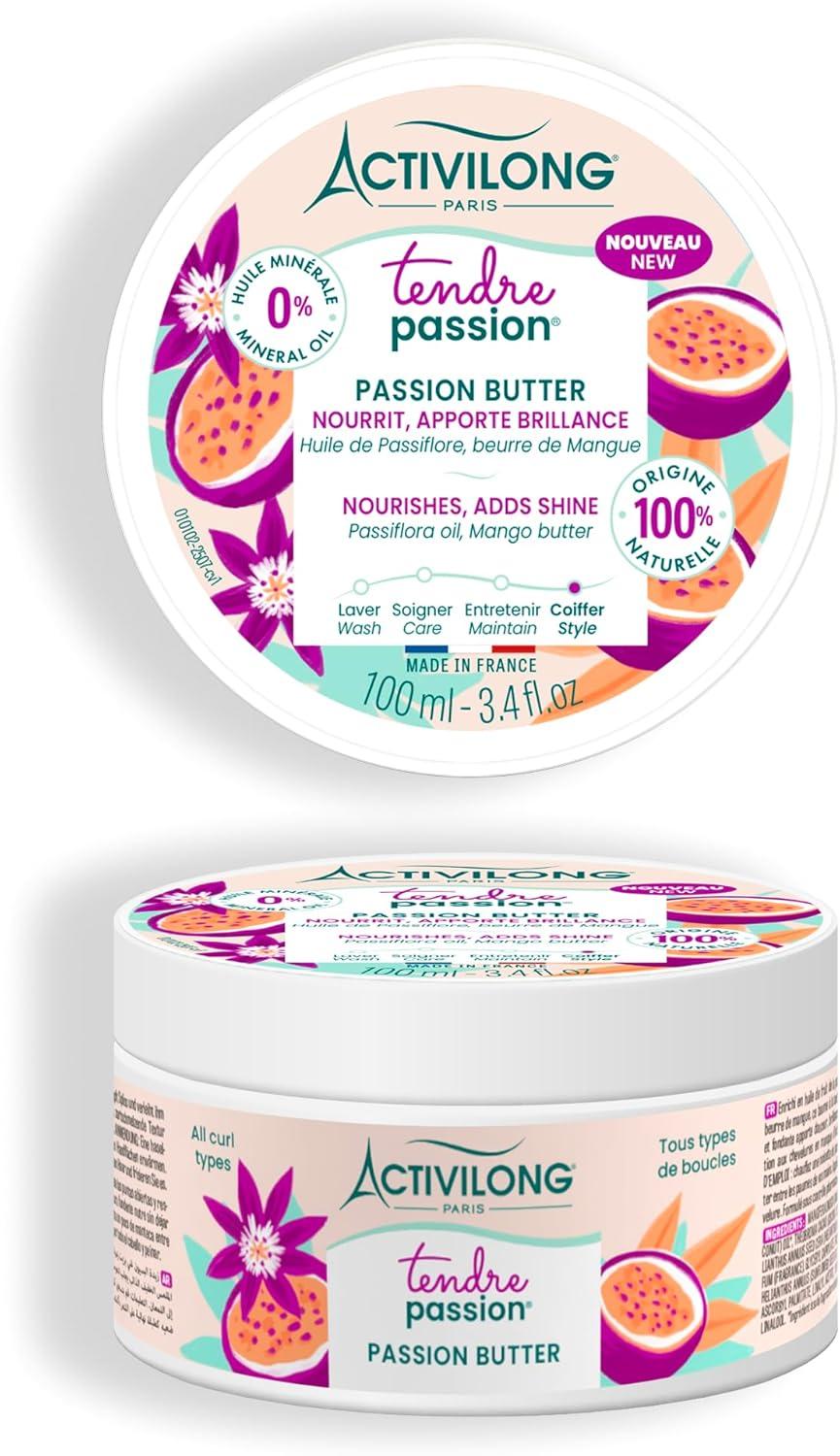 ACTIVILONG - Passion Butter Tendre Passion - Cheveux Ondulés, Bouclés, Frisés et Crépus - 100% d'ingrédients d'origine naturelle - Sans Huile Minérale