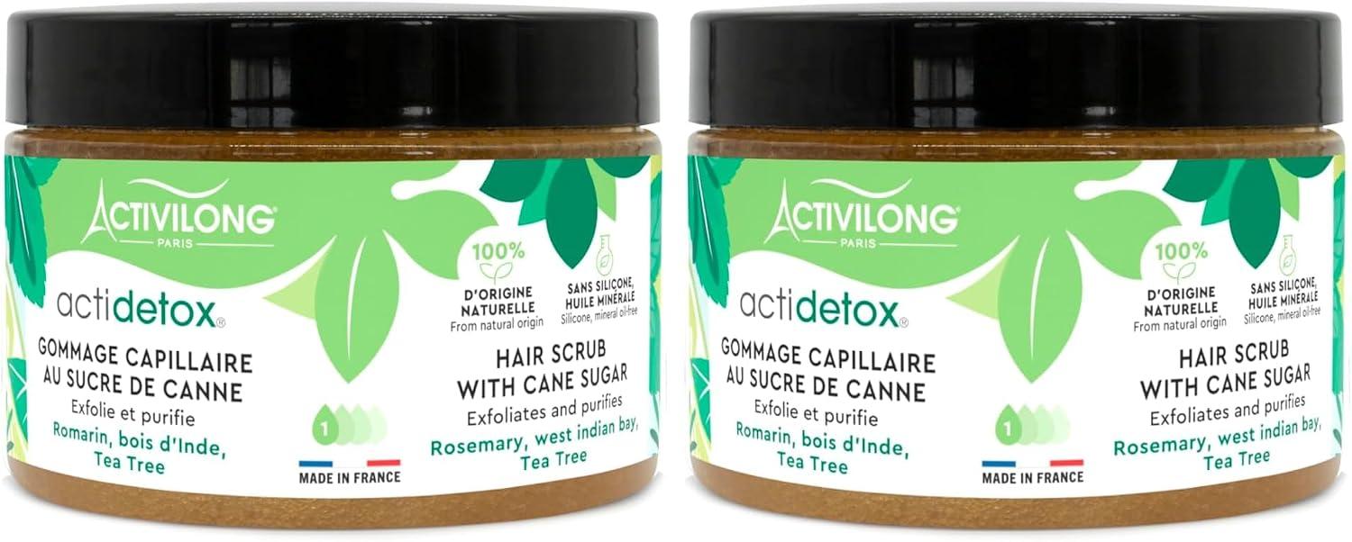 ACTIVILONG - Gommage Capillaire Au Sucre De Canne Actidetox - Purifie Et Exfolie - 100% D'Ingrédients Naturels - Sans Silicone, Ni Huile Minérale - Ma