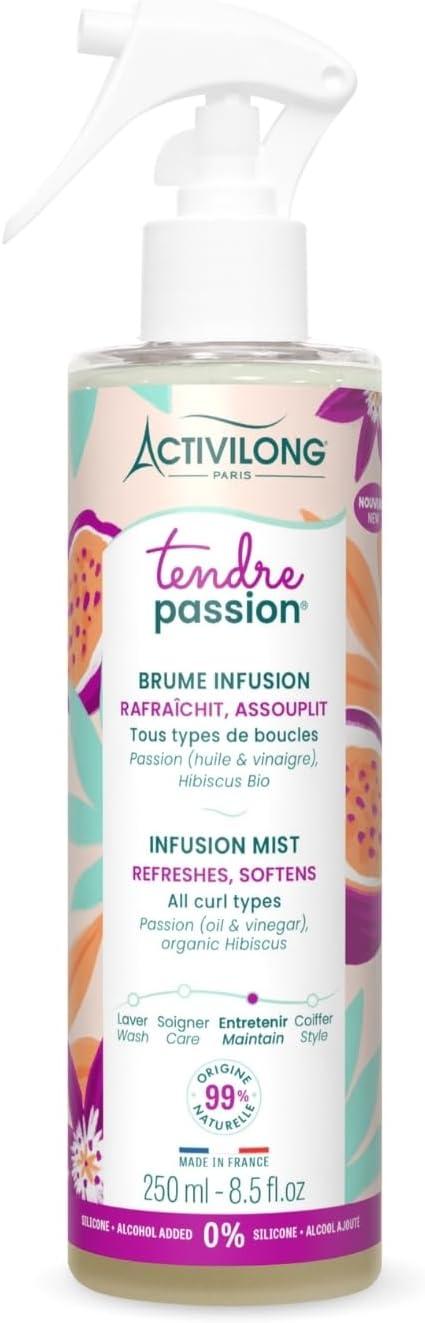 ACTIVILONG - Brume Infusion Tendre Passion - Cheveux Ondulés, Bouclés, Frisés et Crépus - Sans Silicône - Sans Alcool Ajouté - 99% d'ingrédients d'ori
