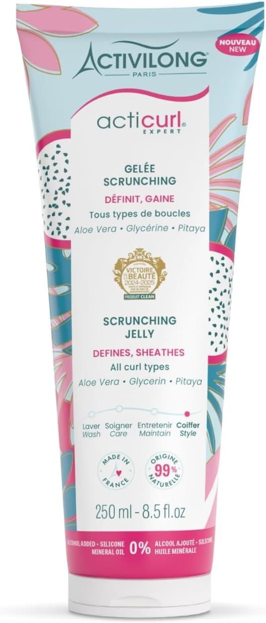 ACTIVILONG - Gelée Scrunching Acticurl Expert - Cheveux Ondulés, Bouclés, Frisés et Crépus - 99% d'ingrédients d'origine naturelle - Sans Alcool - Sil