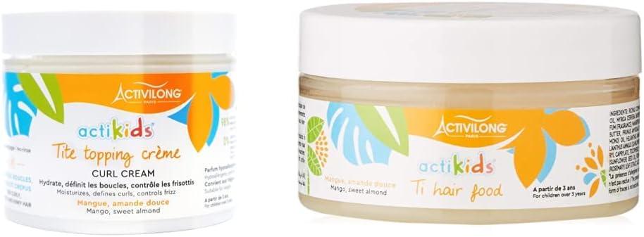 Activilong Actikids Tite Topping Curl Crème À La Mangue/L'amande Douce 300 Ml & Actikids Ti Hair Food Soin Pour Cheveux À La Mangue/L'amande Douce 100
