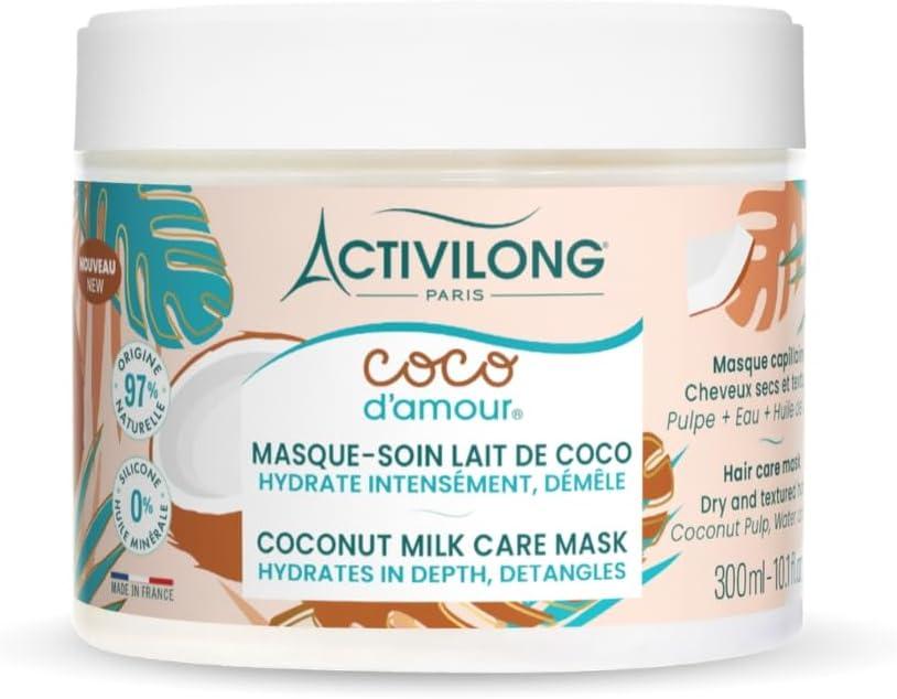 ACTIVILONG - Masque-Soin Lait de Coco Coco d'Amour - Hydrate Intensément & Démêle - Cheveux Ondulés à Crépus - 97% d'ingrédients d'origine naturelle -