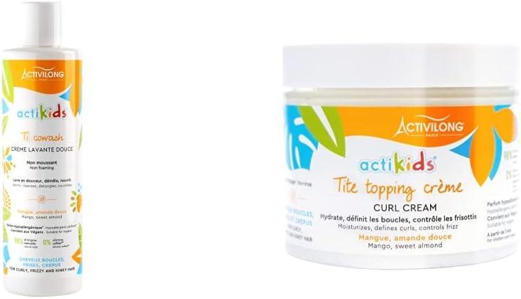 Activilong Actikids Ti Cowash Crème Lavante Douce À La Mangue/L'amande Douce 240 Ml + Activilong Actikids Tite Topping Crème Curl Cream Mangue et Aman