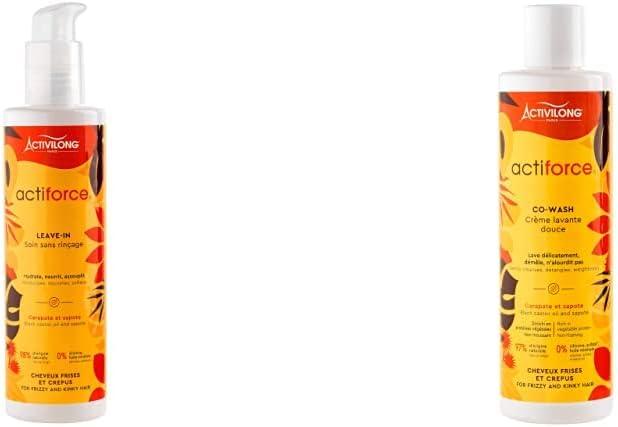 Leave-In Soin sans Rinçage Cheveux Frisés et Crépus Activilong Actiforce Carapate Sapote 240 ml & Co-Wash Crème Lavante Douce Après-Shampooing Cheveux