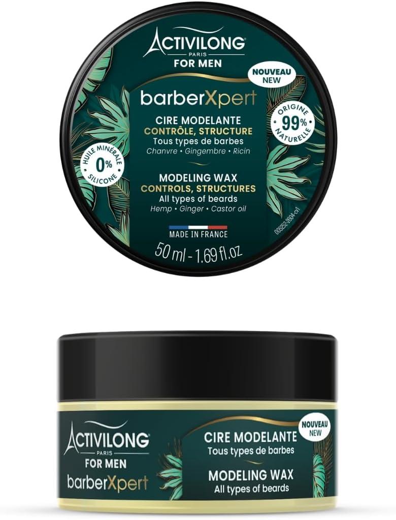 ACTIVILONG FOR MEN - Cire Modelante BarberXpert - Contrôle & Structure - Convient à tous les types de barbes - 99% d'ingrédients d'origine naturelle -