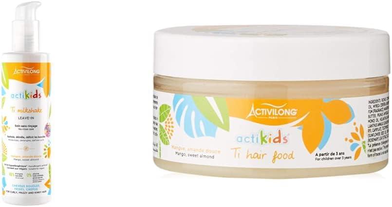 Activilong Actikids Ti Milkshake Leave In Crème À La Mangue/L'amande Douce 240 Ml & Actikids Ti Hair Food Soin Pour Cheveux À La Mangue/L'amande Douce