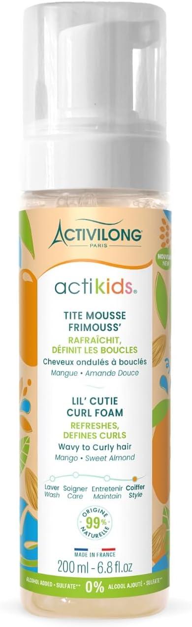 ACTIVILONG - Tite mousse Frimouss' Actikids - Rafraîchit & Définit les boucles - Cheveux des enfants Ondulés à Bouclés - 99% d'ingrédients d'origine n