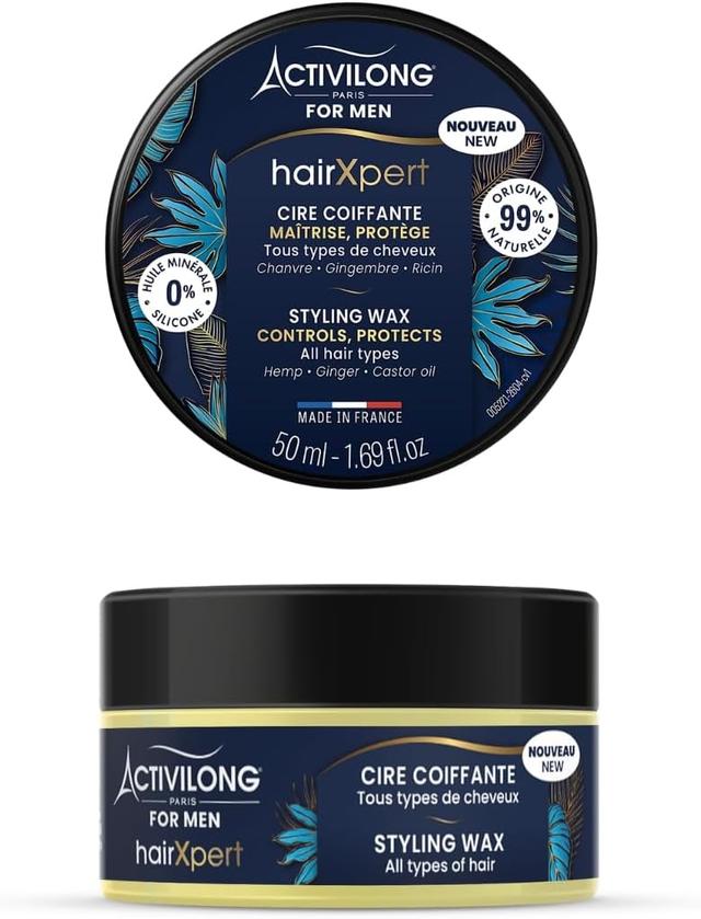 ACTIVILONG FOR MEN - Cire Coiffante HairXpert - Maîtrise & Protège - Pour tous types de cheveux - 99% d'ingrédients d'origine naturelle - Made in Fran