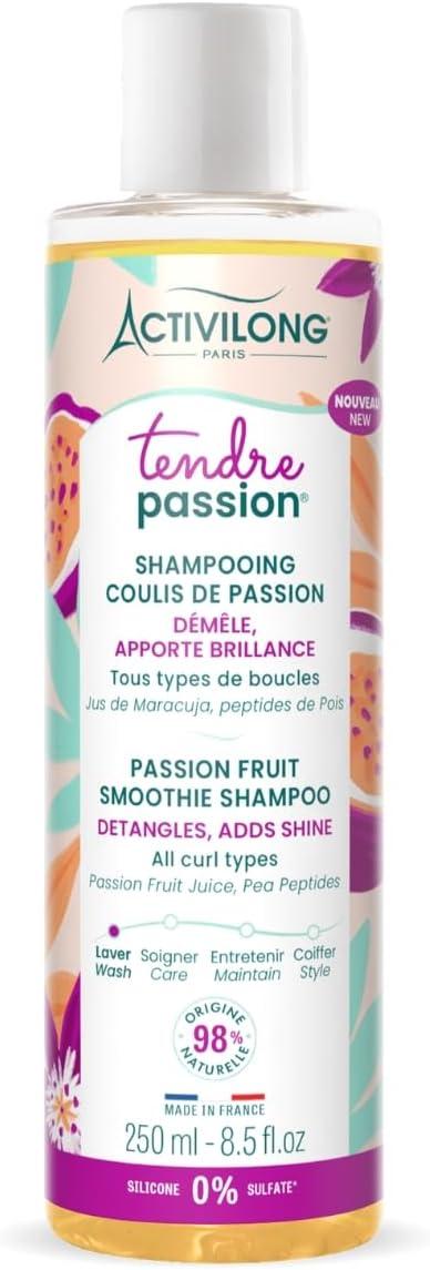 ACTIVILONG - Shampooing Coulis de Passion Tendre Passion - Démêle & Apporte de la Brillance - Convient aux cheveux Bouclés à Crépus - 98% d'ingrédient