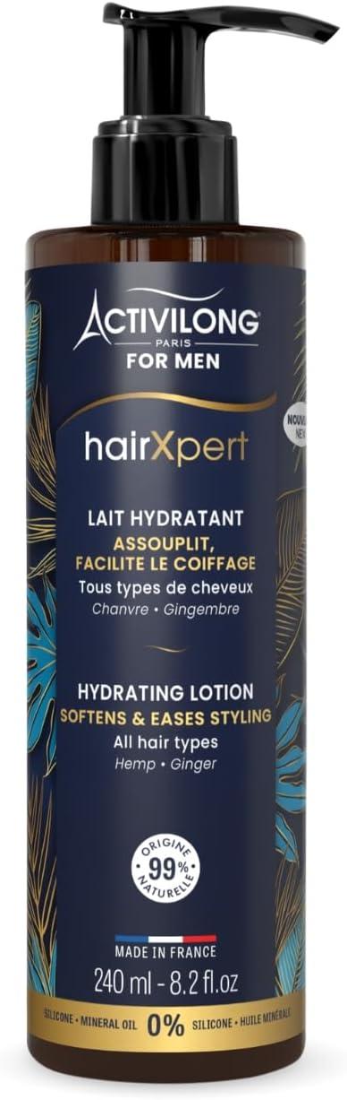ACTIVILONG FOR MEN - Lait Hydratant HairXpert - Assouplit & Facilite le coiffage - Pour Cheveux Ondulés, Bouclés, Frisés & Crépus - 99% d'ingrédients