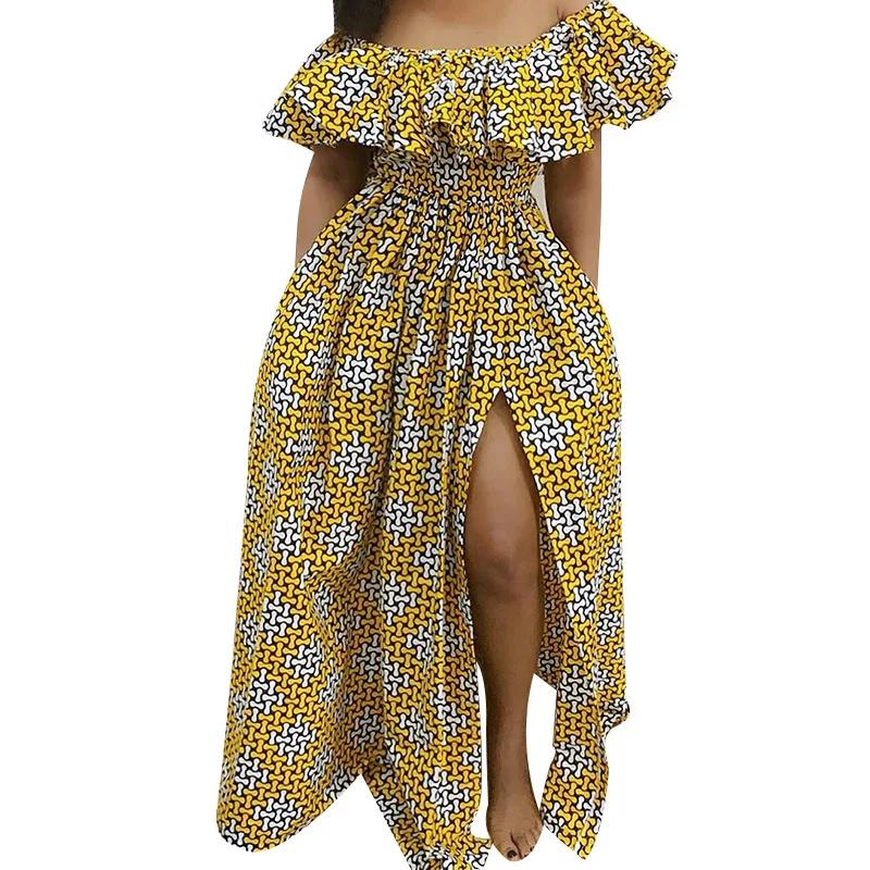 Robe Ankara épaules dénudées