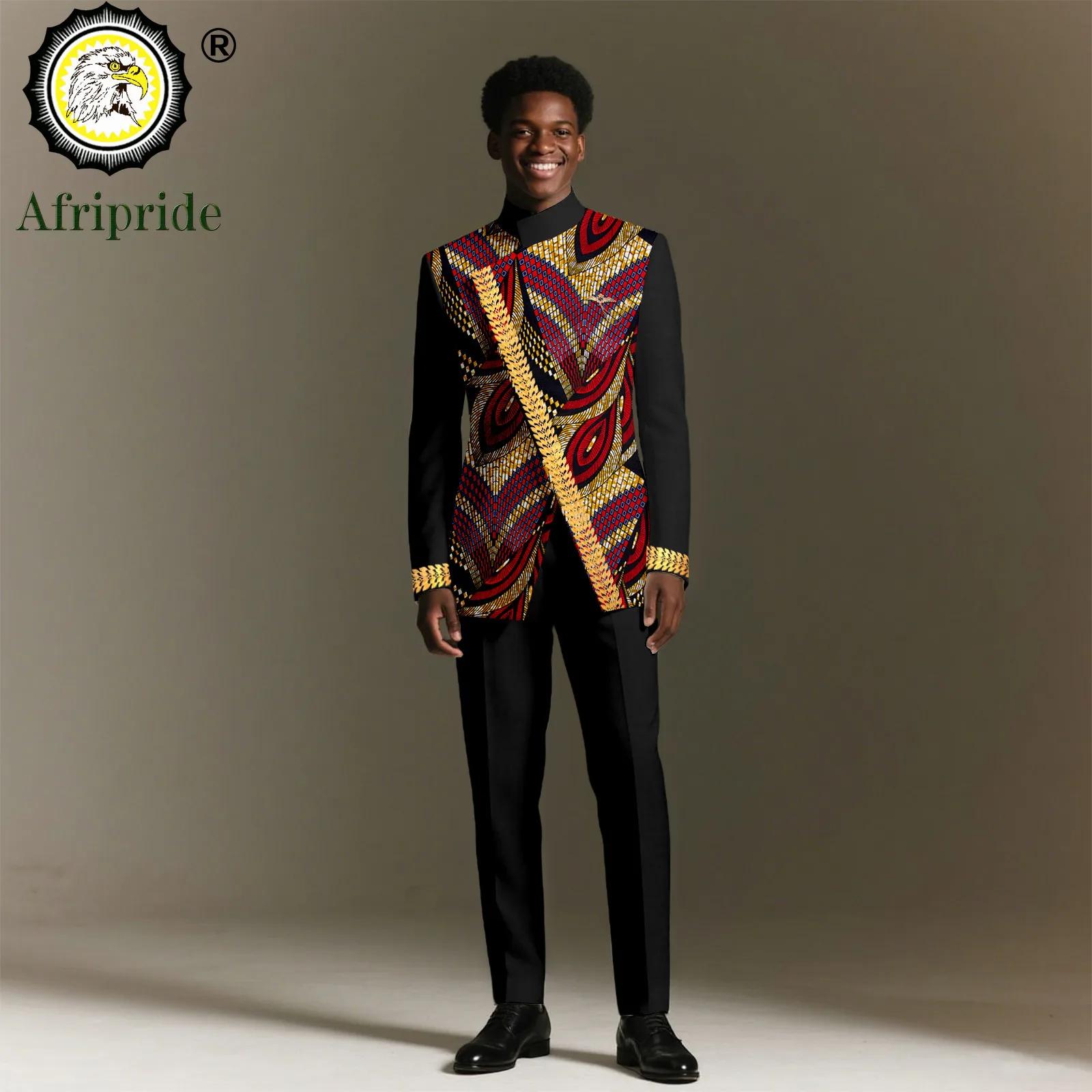 Costume Africain Homme Dashiki Blazer Brodé 2 Pièces, coupe cintrée pour Mariage et Soiree