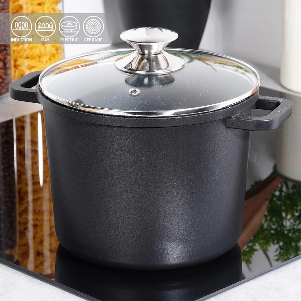 Pot en Granit 4.2L avec Couvercle Verre - Cuisine Afro-Caribéenne