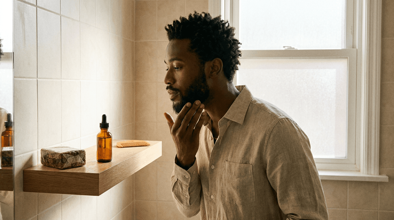 Beauté afro masculine : soins barbe, peau et cheveux courts