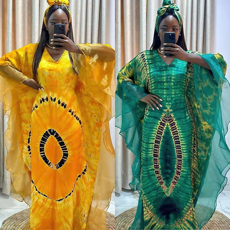 Abaya Africaine d'Été Boubou Kaftan Élégante - Manches Longues