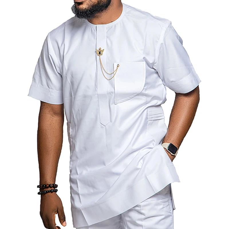 Ensemble Kaftan Dashiki Homme Africain Blanc - Vêtement Traditionnel