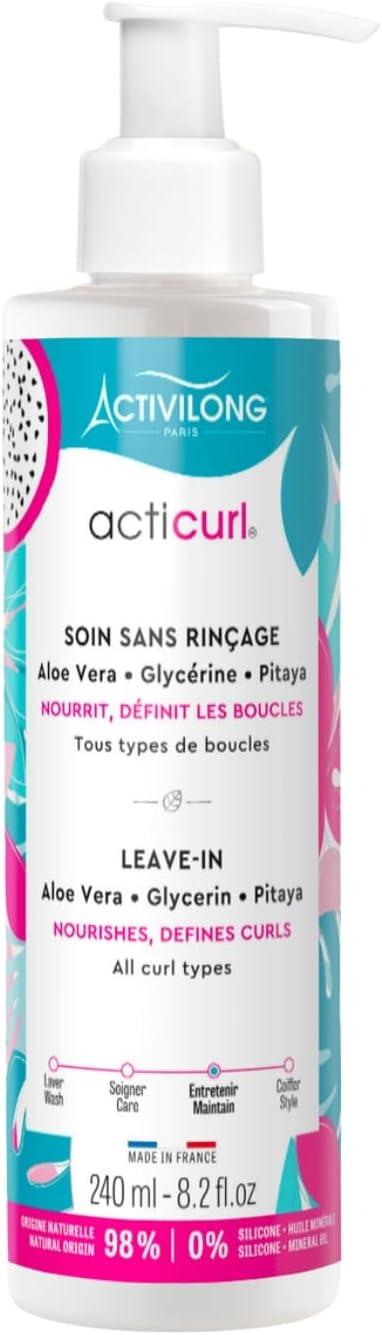 ACTIVILONG - Leave-in Acticurl - Sans Rinçage - Définit Et Nourrit Tous Types de Boucles - 96% D'Ingrédients Naturels - Sans Parabène, Ni Silicone, Ni