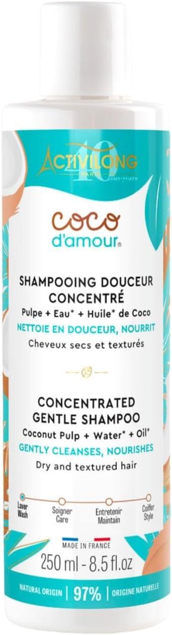 ACTIVILONG - Shampooing Douceur Coco D'Amour - Pour Cheveux Secs Et Texturés - Nettoie Et Nourrit En Profondeur - 97% D'Ingrédients Naturels - Made in