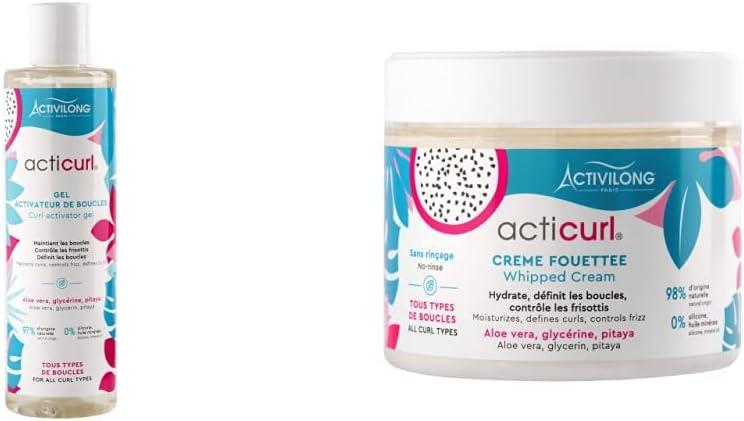 Activilong Gel Activateur de Boucles Acticurl & Acticurl Hydra Crème Fouettée Pitaya Glycerin Aloe Vera 300 ml