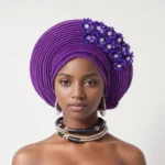 Couronne traditionnel pour fête de mariage nigériane en soie brillante, résistante, à fleurs adhésives – Image 13