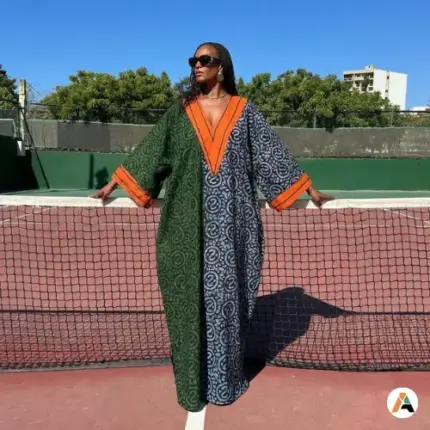 Robe Chic longue élégante à col en V pour femmes– Robe patchwork printemps