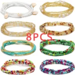 Perles de Taille Africaines Colorées Bijoux Baya – Lot de 8 Chaînes Élastiques Bohème pour Femmes et Adolescentes | Bijoux de Corps Ethniques – Image 2